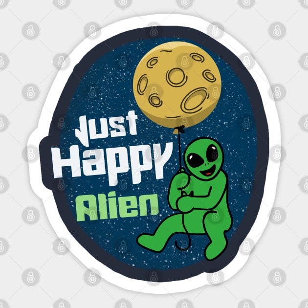 Happy Alien with the Planet Balloon Sticker by RiyanRizqi